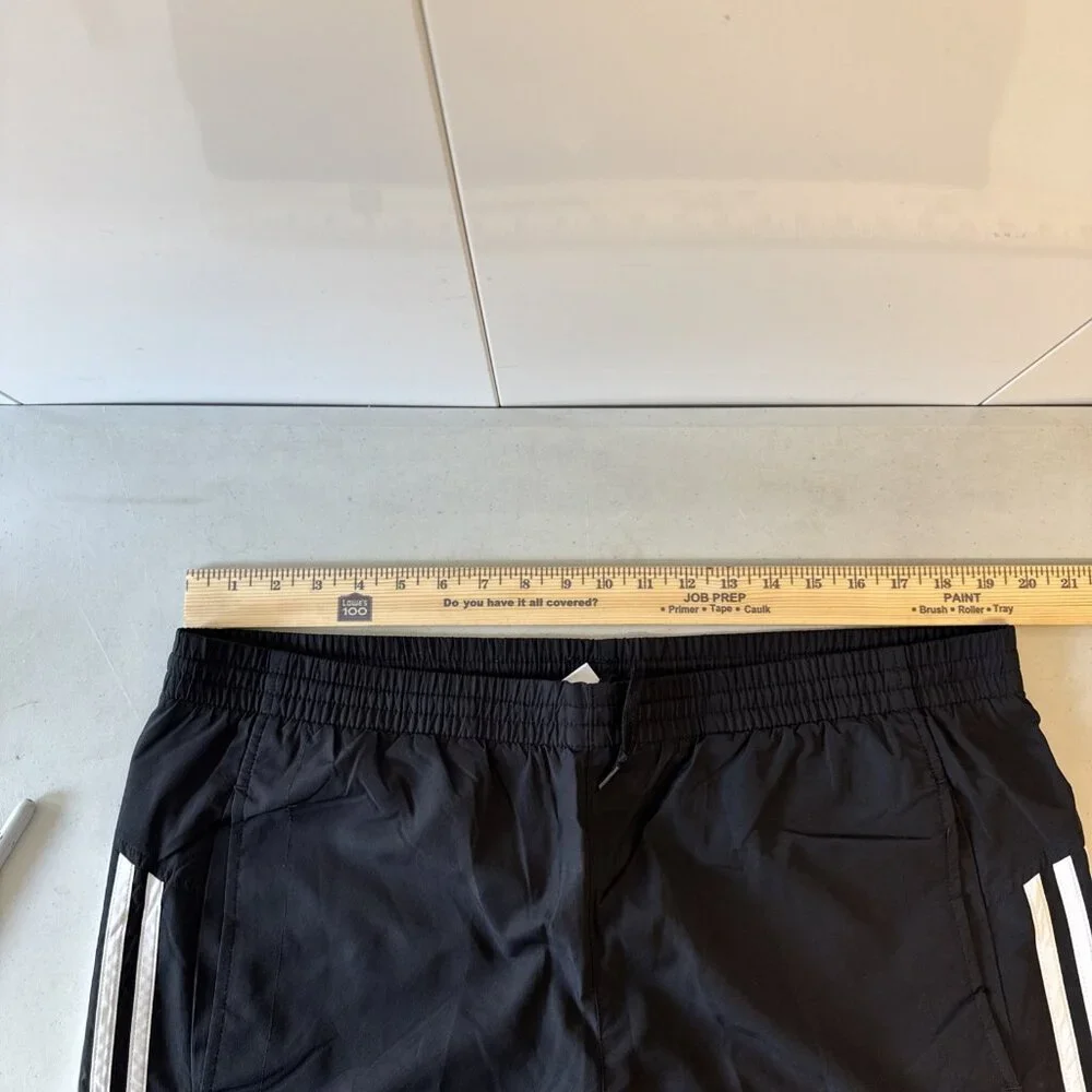 Men’s L Adidas 2006 Track Pants Drawstring Black‎ White 3 Stripe (D22)